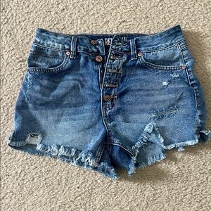 Rewash Blue Frayed Hem Jean Shorts